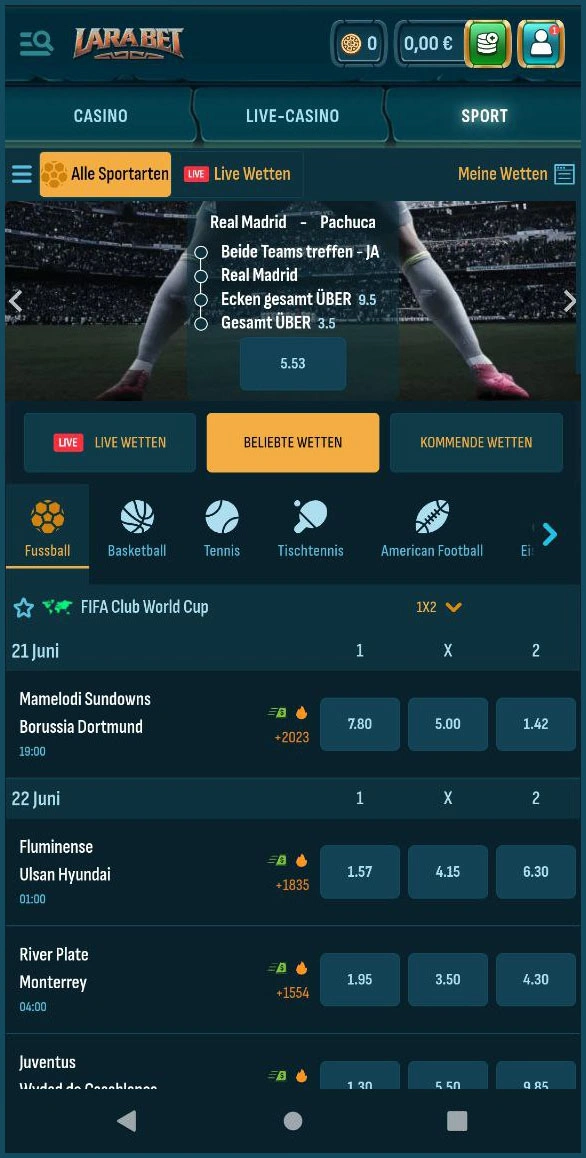 Live-Wetten bei Larabet